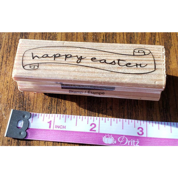 Happy Easter Scroll Craftsmart Wood Mounted Rubber Stamp - Picture 2 of 8